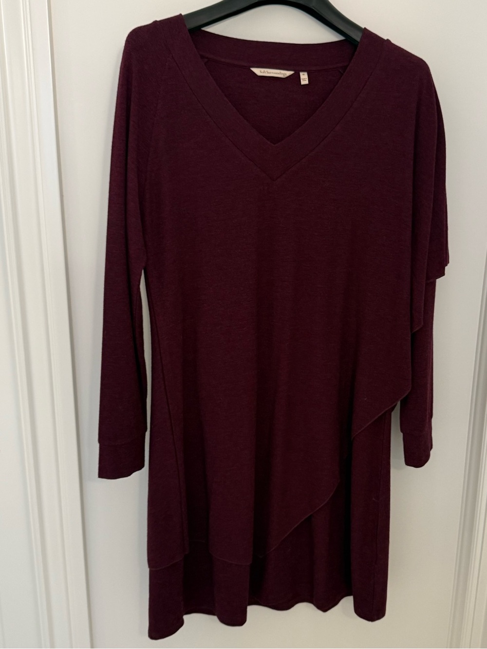 Soft Surroundings V-Neck Long Sleeve Tunic in Plum